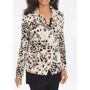 Chico's NWT Women's Animal Print Moto Jacket Full Zipper Long Sleeves Size 0 Sml